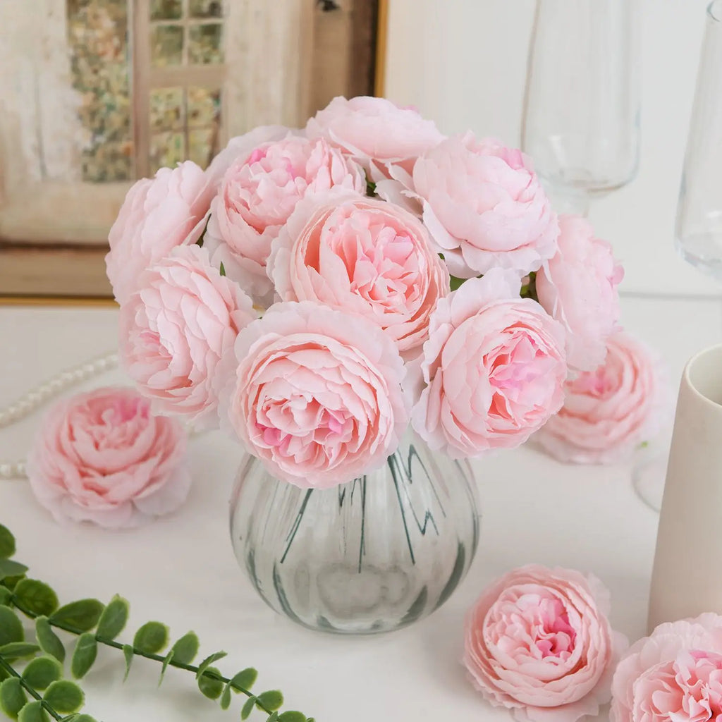 Silk Peony Artificial Flowers – Heads or Stems | 10 & 20 Pcs | Wedding & Home Decor