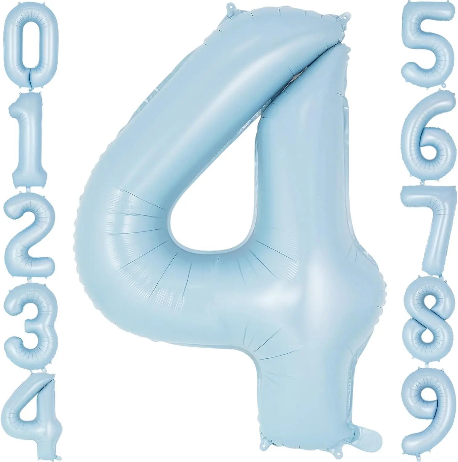 32" Retro Pastel Blue Number Foil Balloon (0–9) – Birthday & Baby Shower Decoration