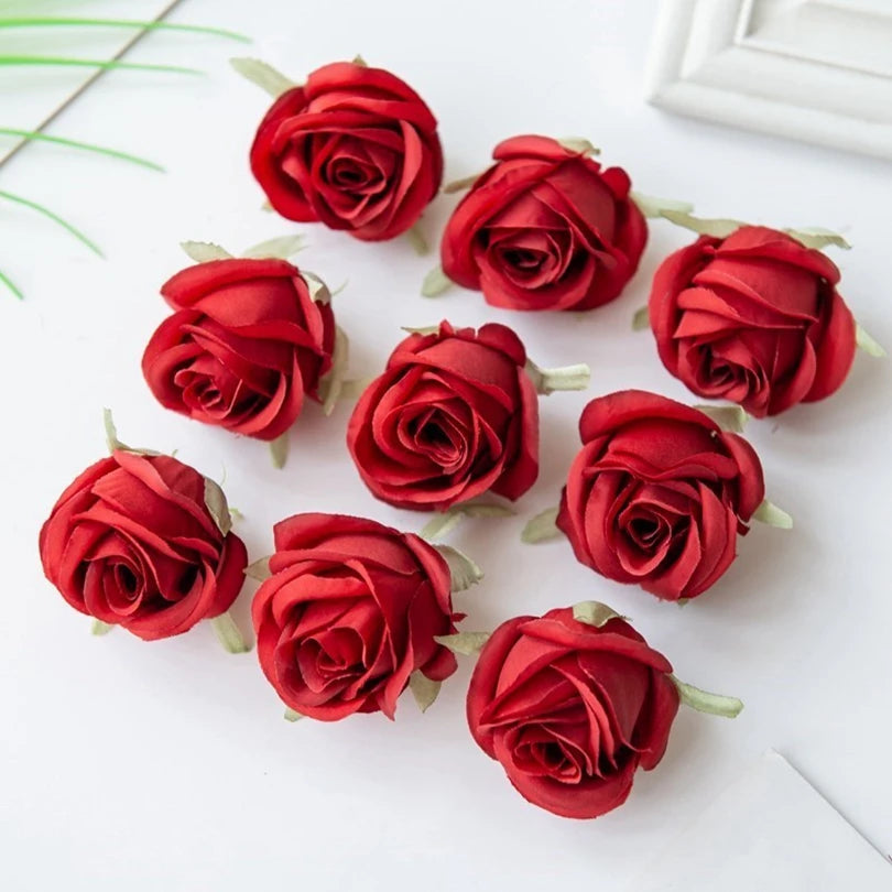 Pearl Silk Rose Heads – 50 or 100 Pcs | 9 Colours | Wedding & Event Decor