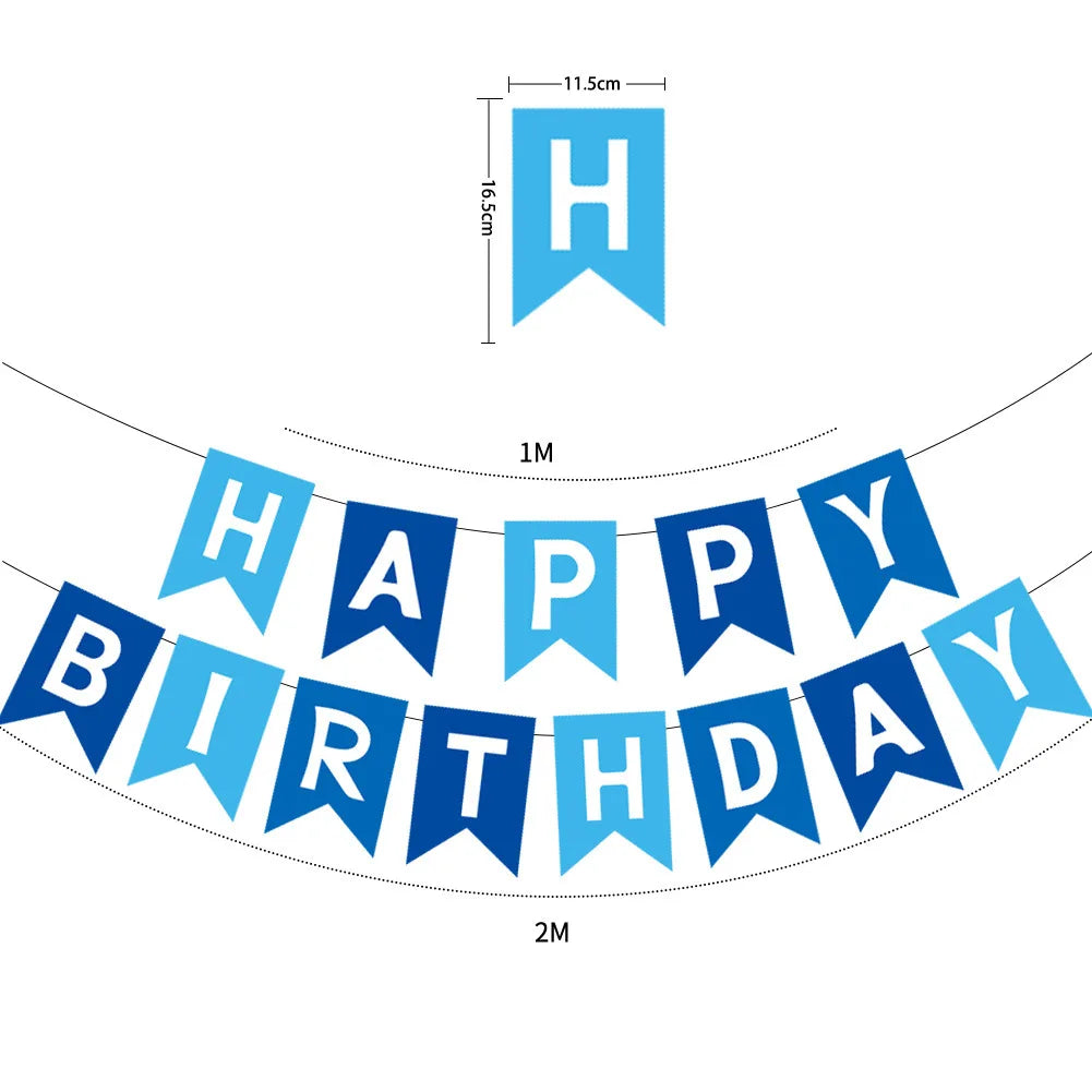 Happy Birthday Bunting Banner — Colourful Swallowtail Pull Flag Party Decoration