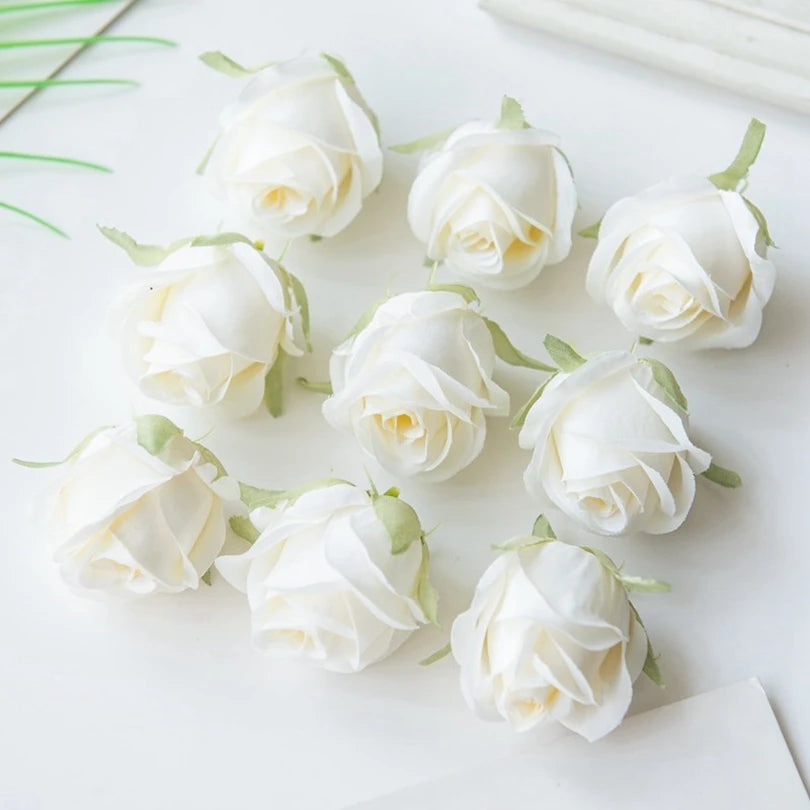 Pearl Silk Rose Heads – 50 or 100 Pcs | 9 Colours | Wedding & Event Decor