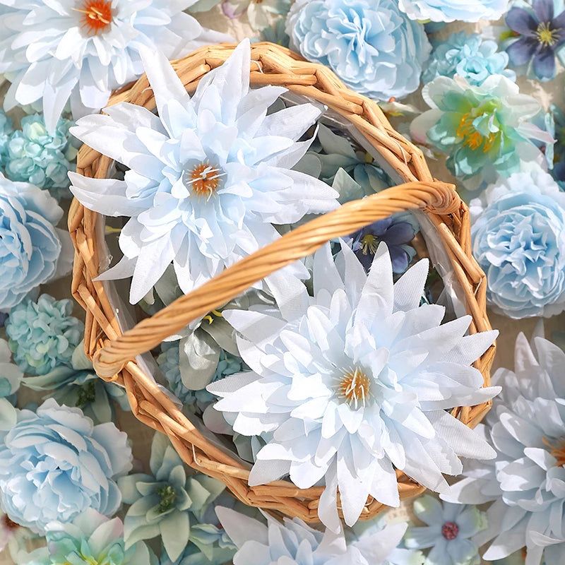 Blue Silk Artificial Rose Heads – 20 or 50 Pcs | Wedding & Party Decor