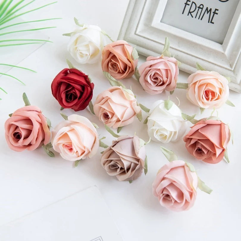 Pearl Silk Rose Heads – 50 or 100 Pcs | 9 Colours | Wedding & Event Decor