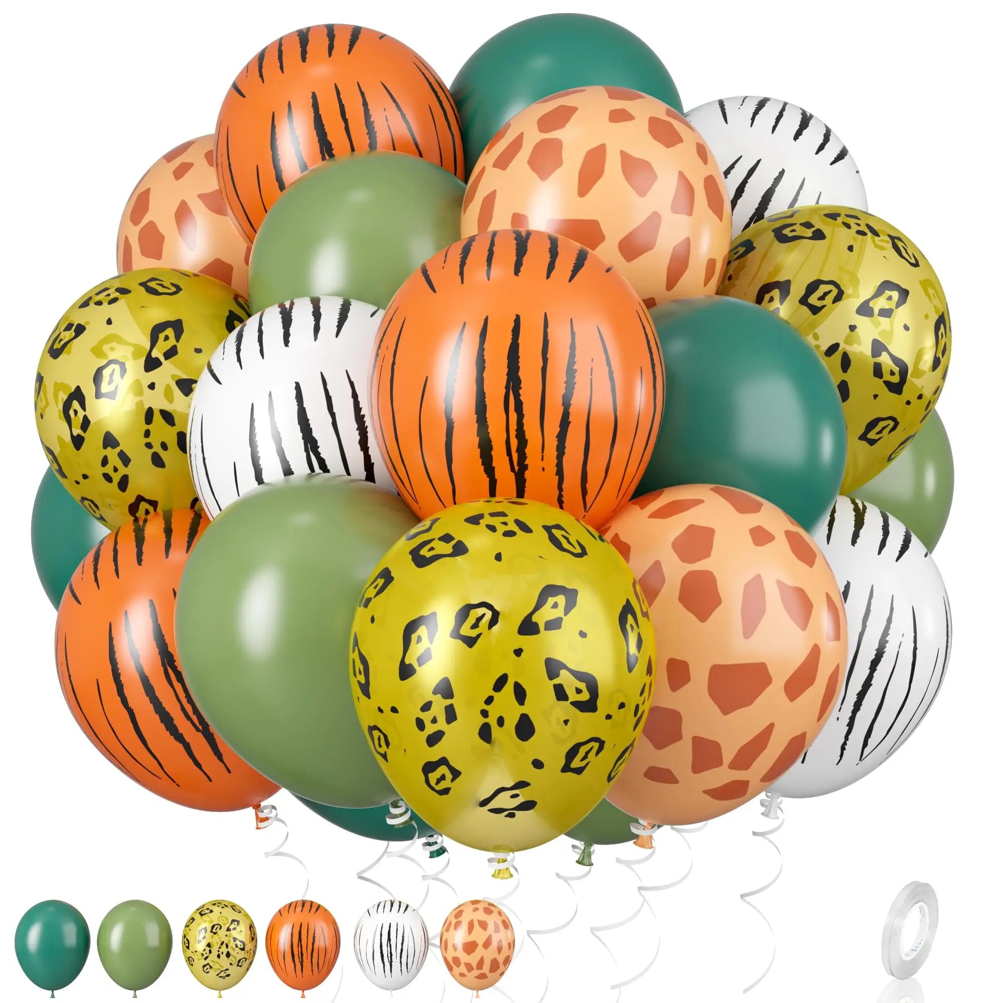 Jungle Safari Balloon Set – 40pc Latex Balloons | Sage & Olive Green