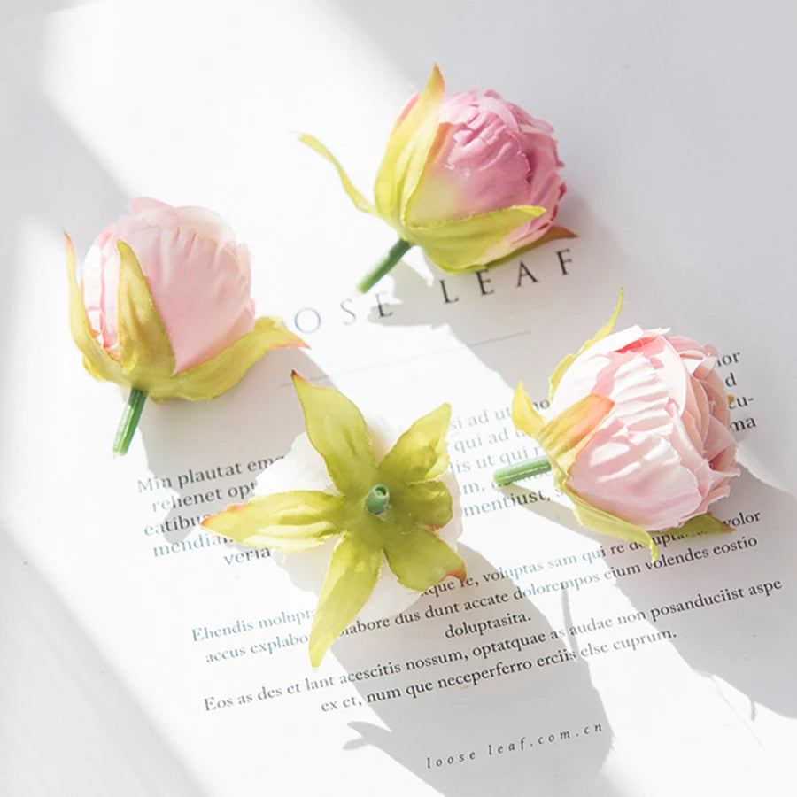 Silk Rose Tea Bud Flower Heads | Bulk Artificial Flowers for Weddings, Wreaths & Gifts