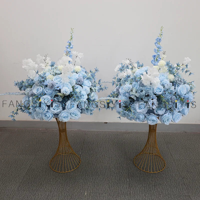 Silk Rose & Delphinium Flower Ball Centerpiece | Wedding & Event Décor
