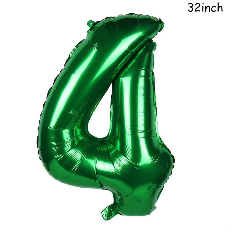 32" Dark Green Number Foil Balloon | Jungle Safari Party (0–9)