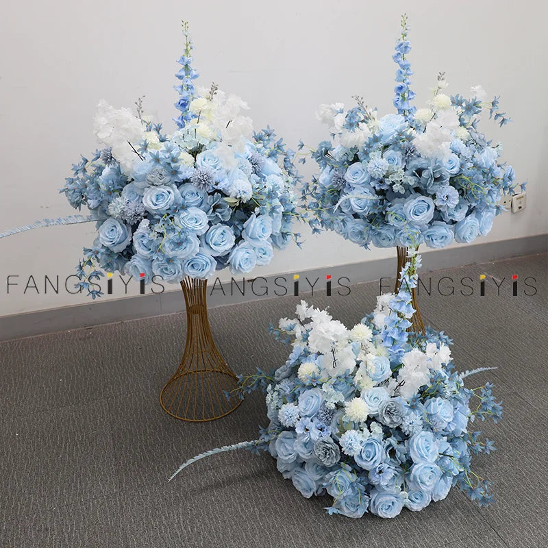 Silk Rose & Delphinium Flower Ball Centerpiece | Wedding & Event Décor