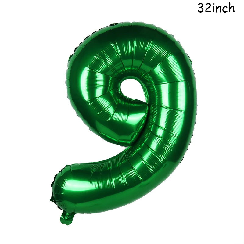 32" Dark Green Number Foil Balloon | Jungle Safari Party (0–9)