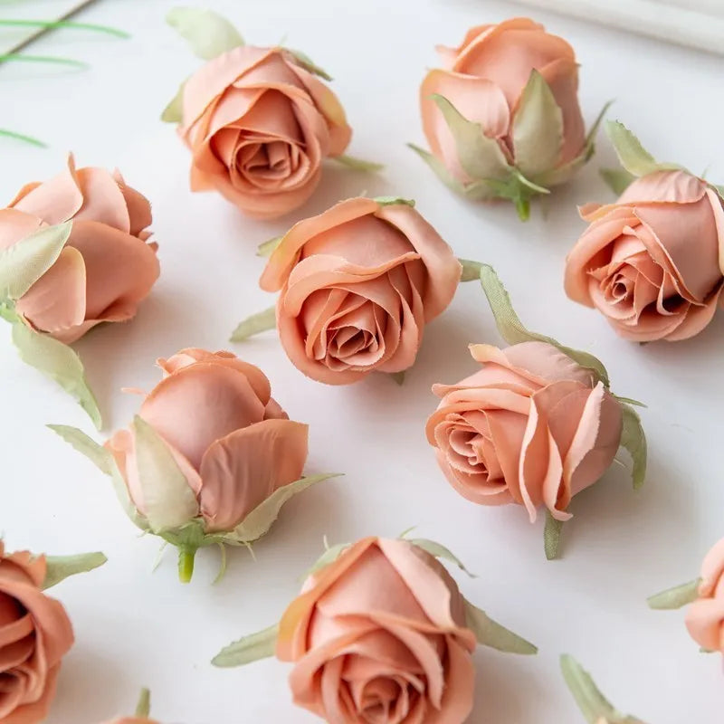 Pearl Silk Rose Heads – 50 or 100 Pcs | 9 Colours | Wedding & Event Decor