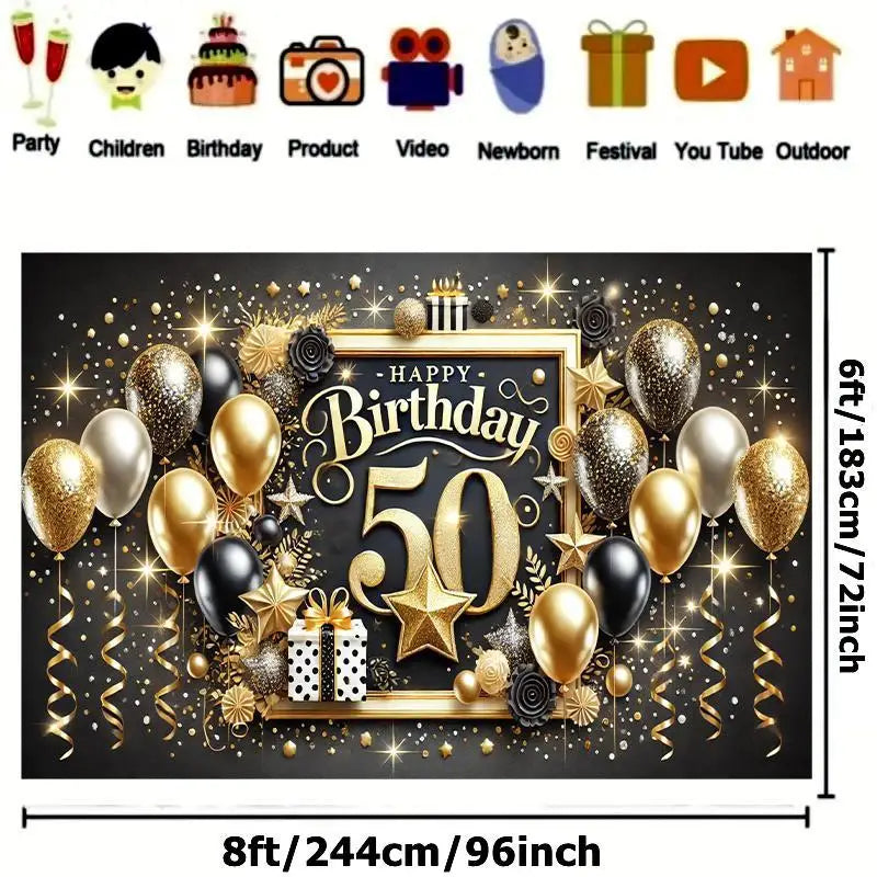Happy 50th Birthday Banner – Indoor & Outdoor Party Decoration