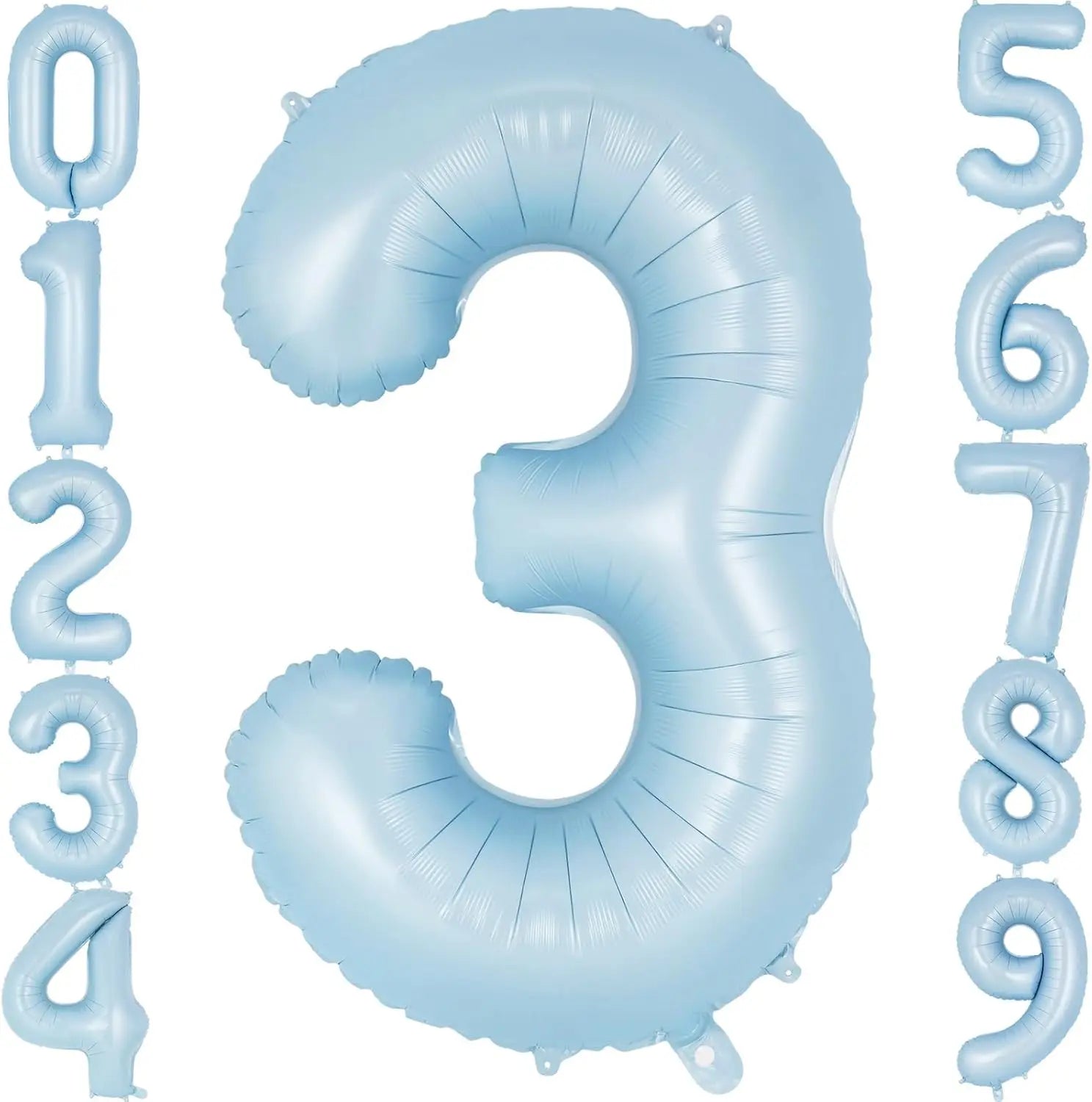 32" Retro Pastel Blue Number Foil Balloon (0–9) – Birthday & Baby Shower Decoration