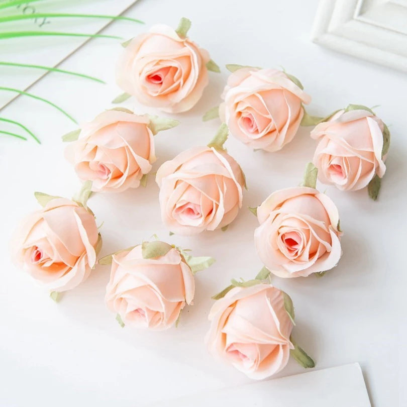 Pearl Silk Rose Heads – 50 or 100 Pcs | 9 Colours | Wedding & Event Decor