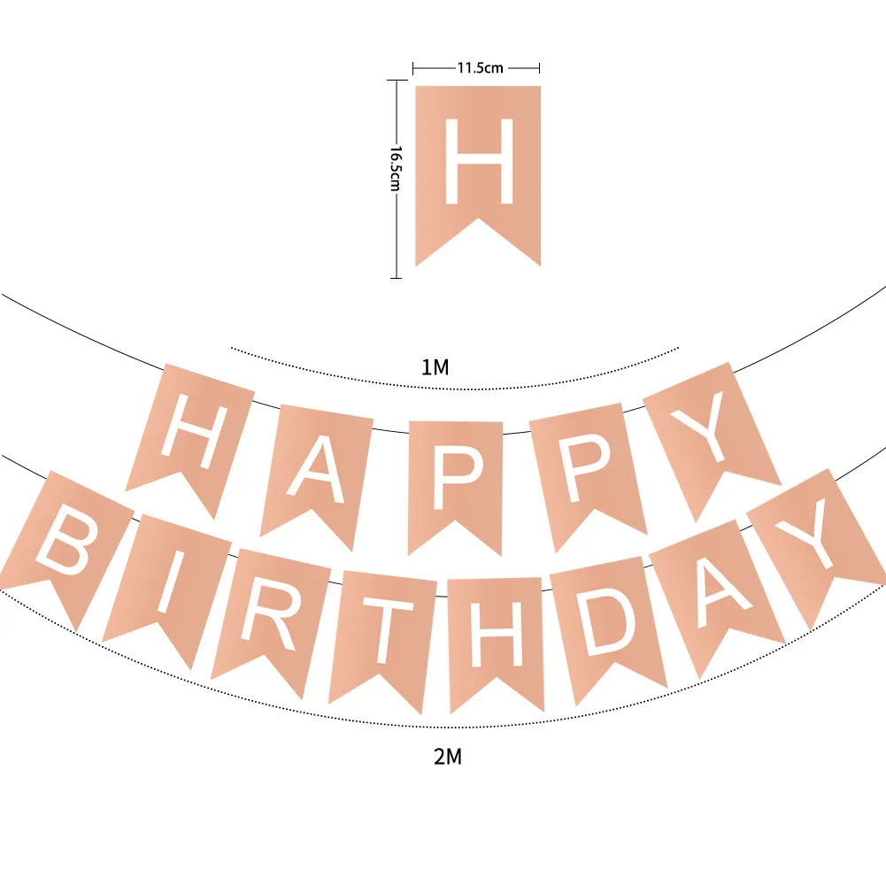 Happy Birthday Bunting Banner — Colourful Swallowtail Pull Flag Party Decoration