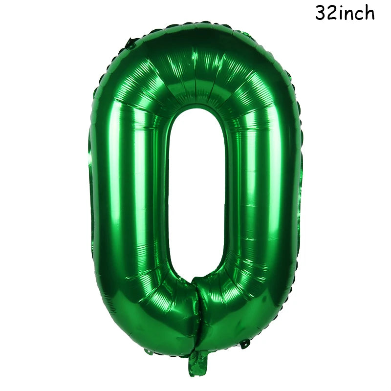 32" Dark Green Number Foil Balloon | Jungle Safari Party (0–9)