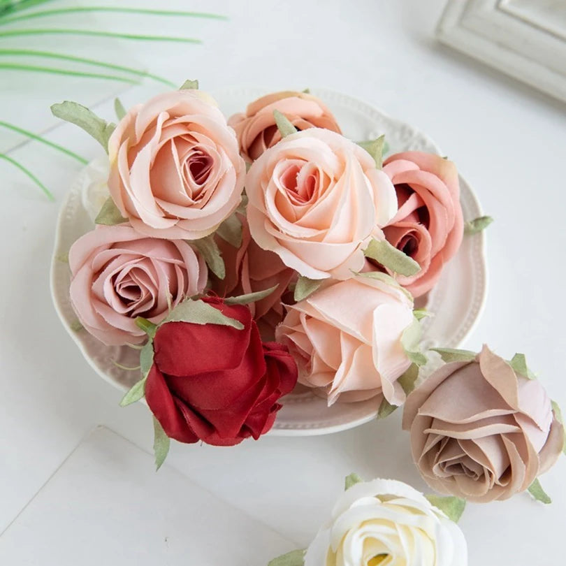 Pearl Silk Rose Heads – 50 or 100 Pcs | 9 Colours | Wedding & Event Decor