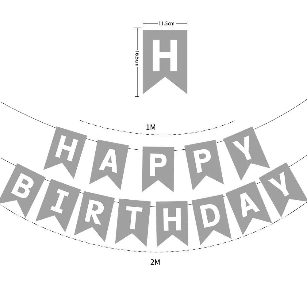 Happy Birthday Bunting Banner — Colourful Swallowtail Pull Flag Party Decoration