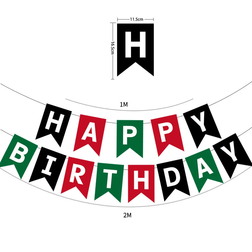 Happy Birthday Bunting Banner — Colourful Swallowtail Pull Flag Party Decoration