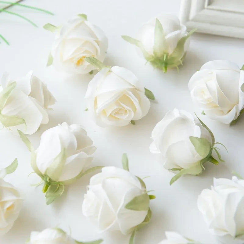 Pearl Silk Rose Heads – 50 or 100 Pcs | 9 Colours | Wedding & Event Decor