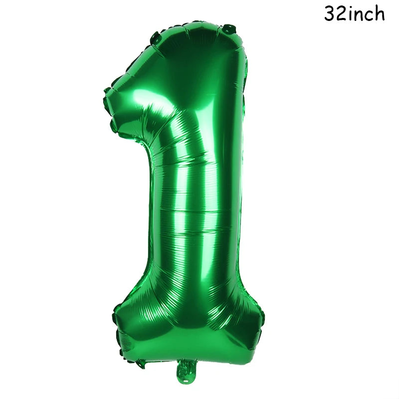 32" Dark Green Number Foil Balloon | Jungle Safari Party (0–9)