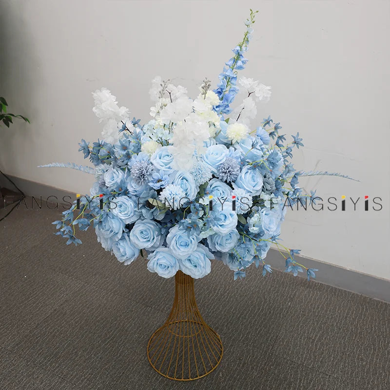 Silk Rose & Delphinium Flower Ball Centerpiece | Wedding & Event Décor