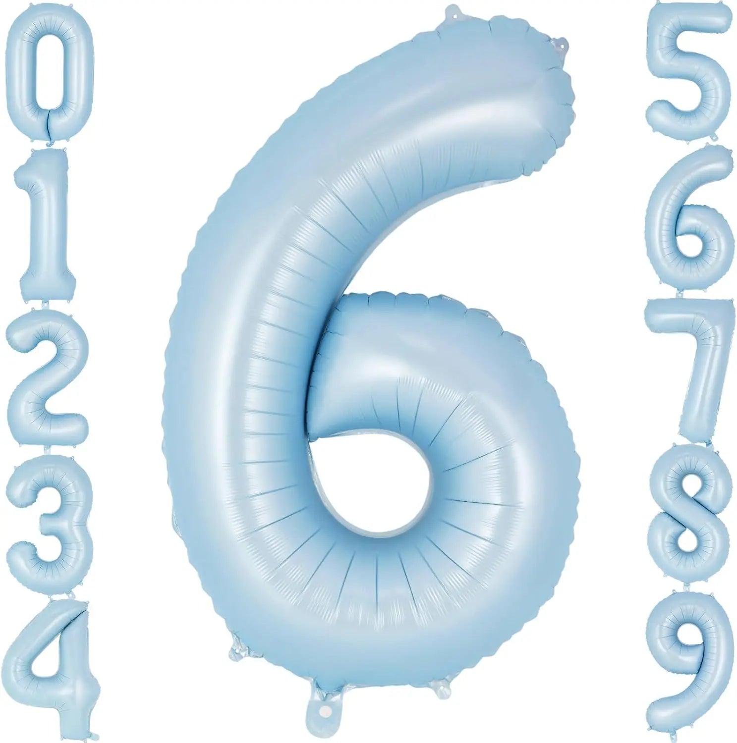 32" Retro Pastel Blue Number Foil Balloon (0–9) – Birthday & Baby Shower Decoration