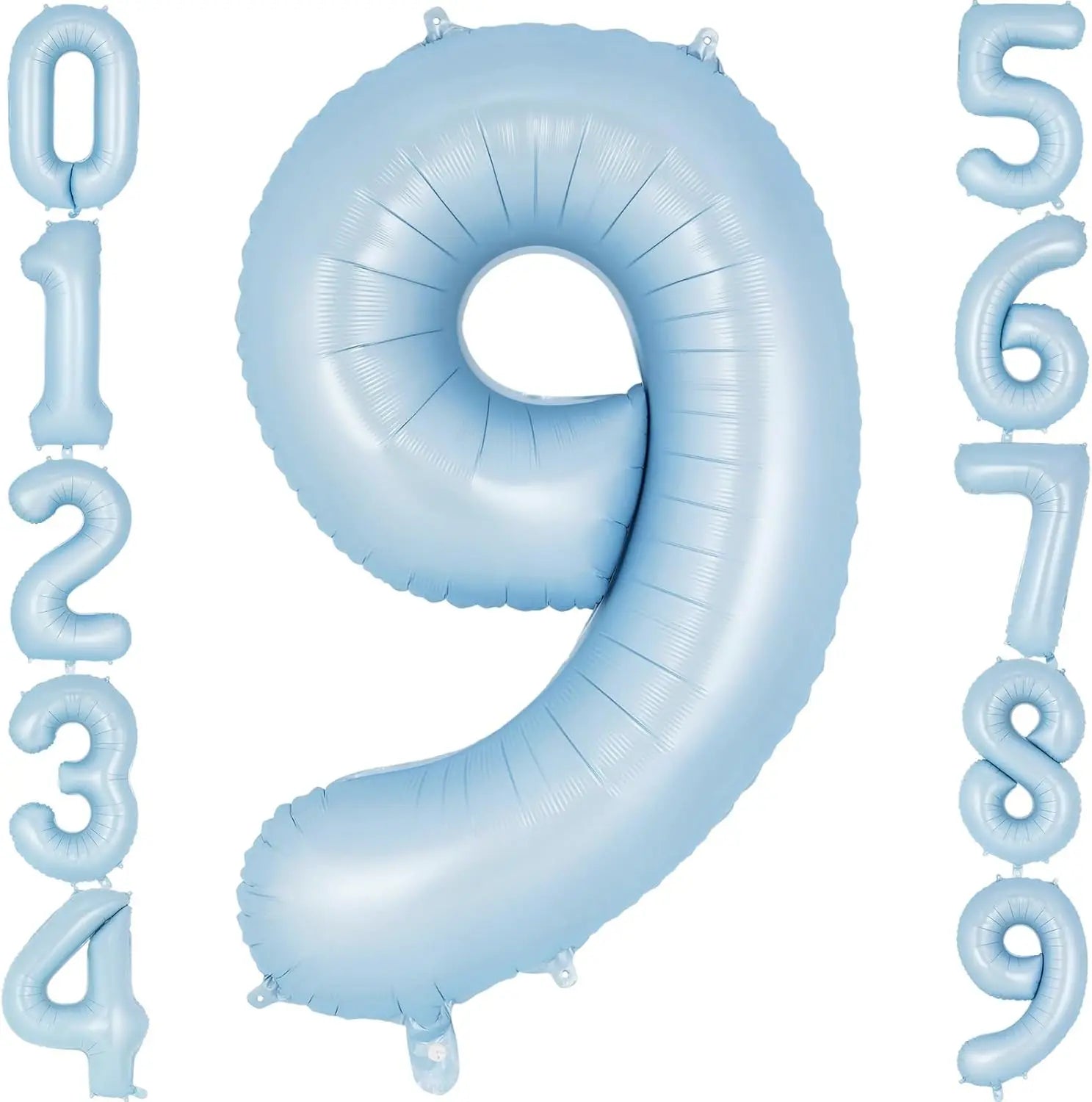 32" Retro Pastel Blue Number Foil Balloon (0–9) – Birthday & Baby Shower Decoration