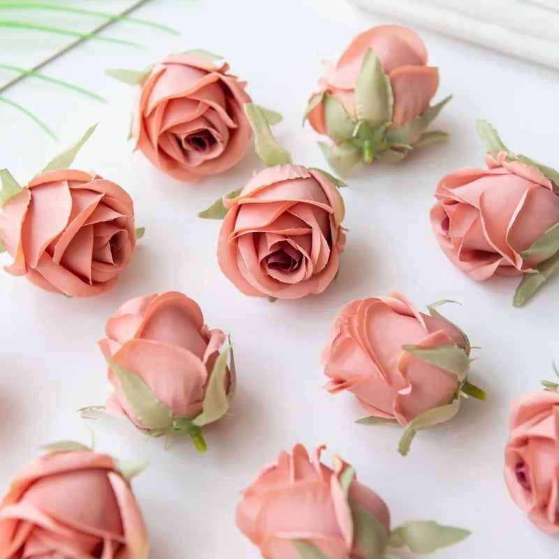 Pearl Silk Rose Heads – 50 or 100 Pcs | 9 Colours | Wedding & Event Decor