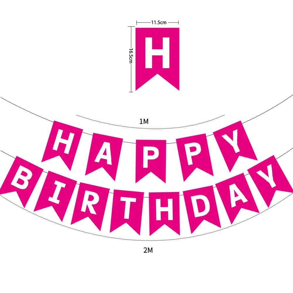 Happy Birthday Bunting Banner — Colourful Swallowtail Pull Flag Party Decoration