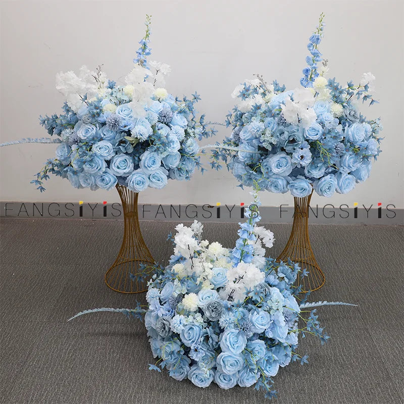 Silk Rose & Delphinium Flower Ball Centerpiece | Wedding & Event Décor