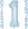 32" Retro Pastel Blue Number Foil Balloon (0–9) – Birthday & Baby Shower Decoration