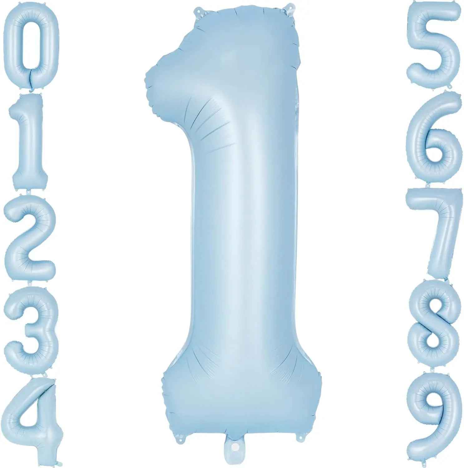 32" Retro Pastel Blue Number Foil Balloon (0–9) – Birthday & Baby Shower Decoration
