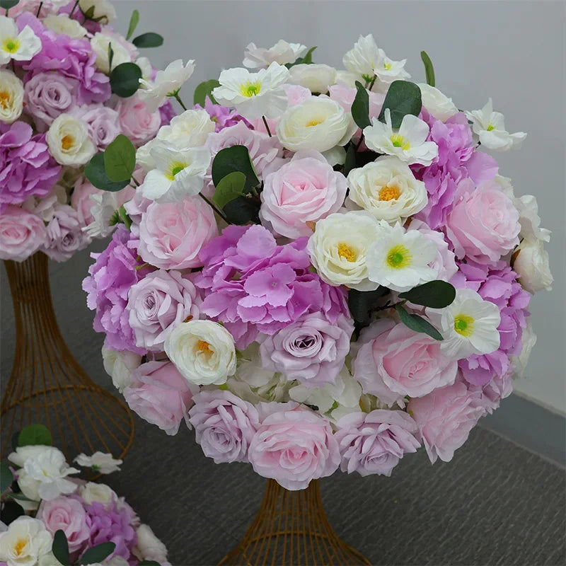 Silk Rose & Delphinium Flower Ball Centerpiece | Wedding & Event Décor