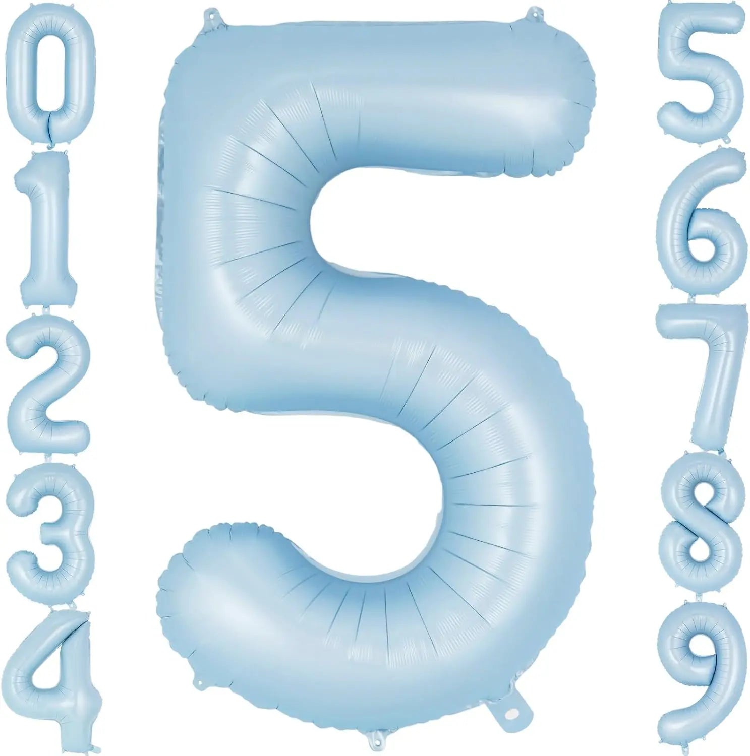 32" Retro Pastel Blue Number Foil Balloon (0–9) – Birthday & Baby Shower Decoration