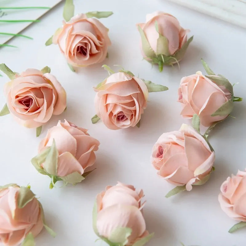 Pearl Silk Rose Heads – 50 or 100 Pcs | 9 Colours | Wedding & Event Decor