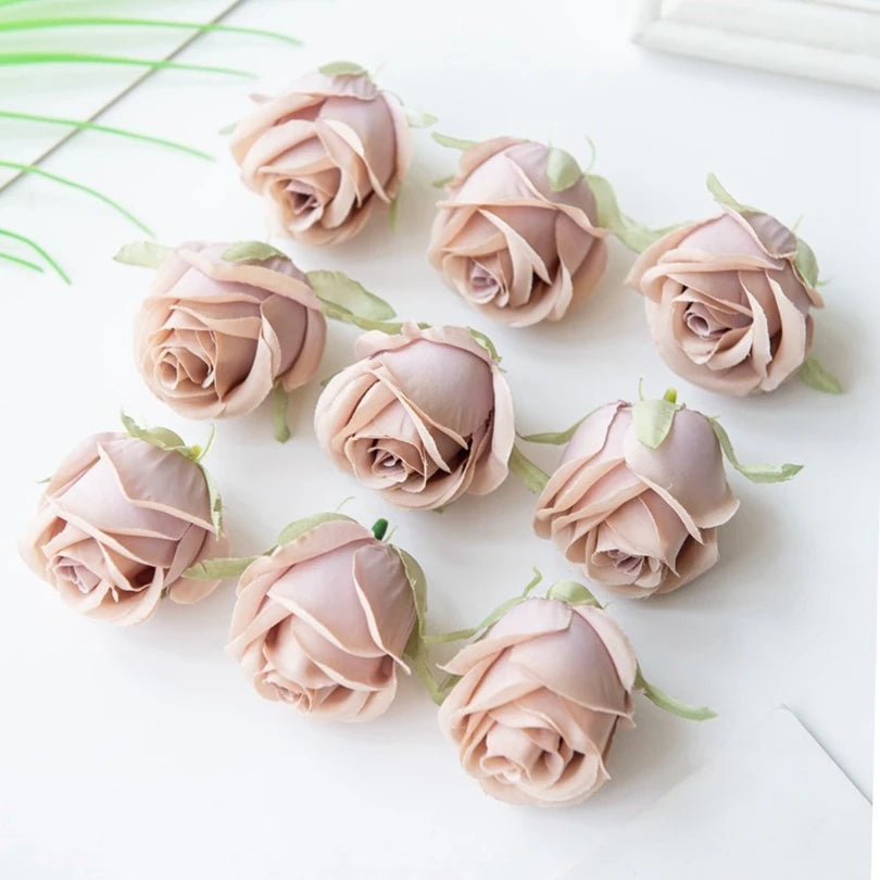 Pearl Silk Rose Heads – 50 or 100 Pcs | 9 Colours | Wedding & Event Decor