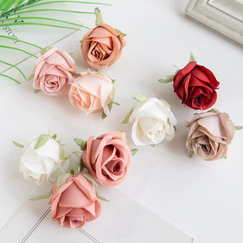 Pearl Silk Rose Heads – 50 or 100 Pcs | 9 Colours | Wedding & Event Decor