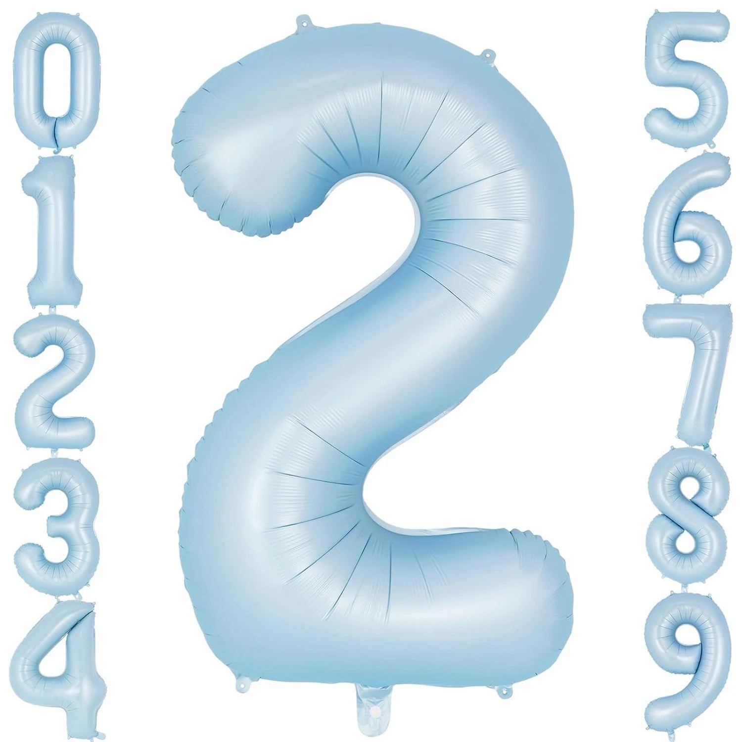 32" Retro Pastel Blue Number Foil Balloon (0–9) – Birthday & Baby Shower Decoration