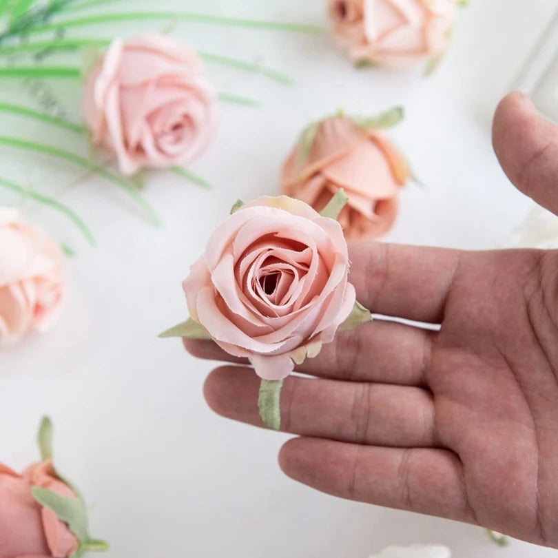 Pearl Silk Rose Heads – 50 or 100 Pcs | 9 Colours | Wedding & Event Decor