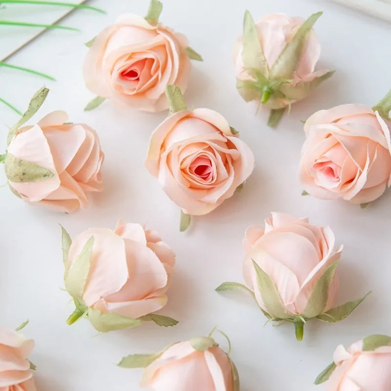 Pearl Silk Rose Heads – 50 or 100 Pcs | 9 Colours | Wedding & Event Decor