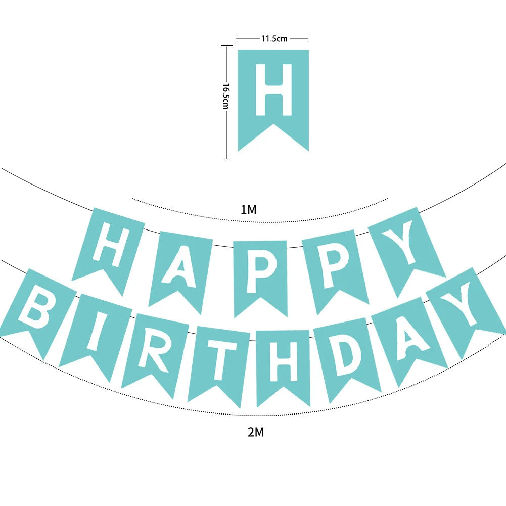 Happy Birthday Bunting Banner — Colourful Swallowtail Pull Flag Party Decoration