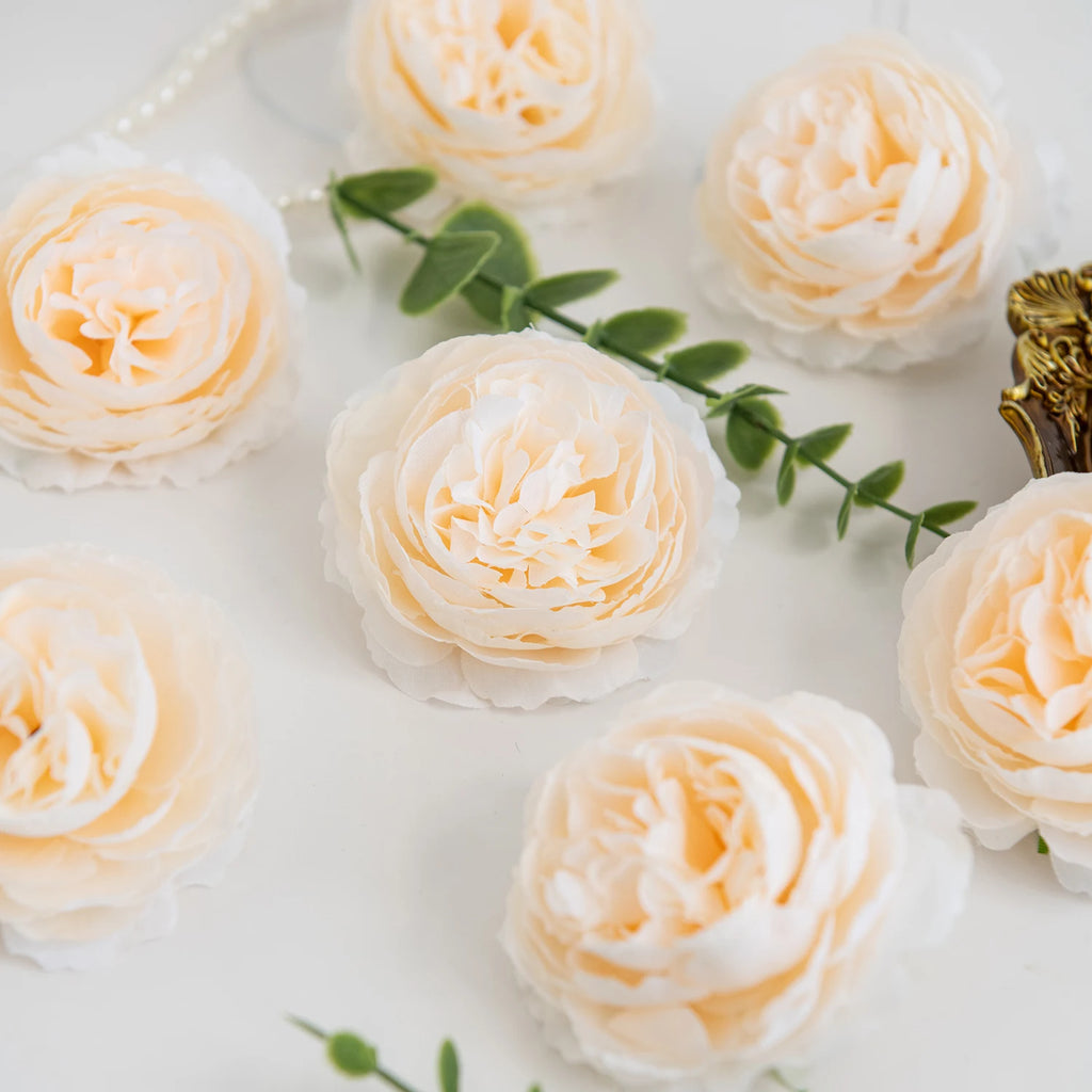 Silk Peony Artificial Flowers – Heads or Stems | 10 & 20 Pcs | Wedding & Home Decor