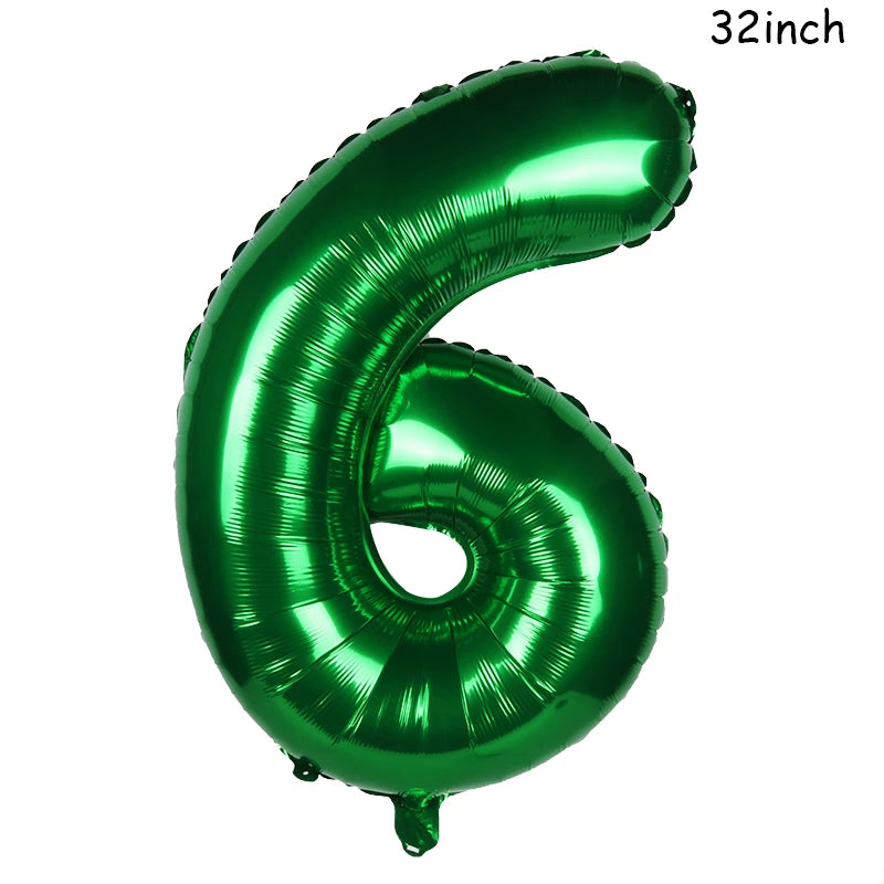 32" Dark Green Number Foil Balloon | Jungle Safari Party (0–9)