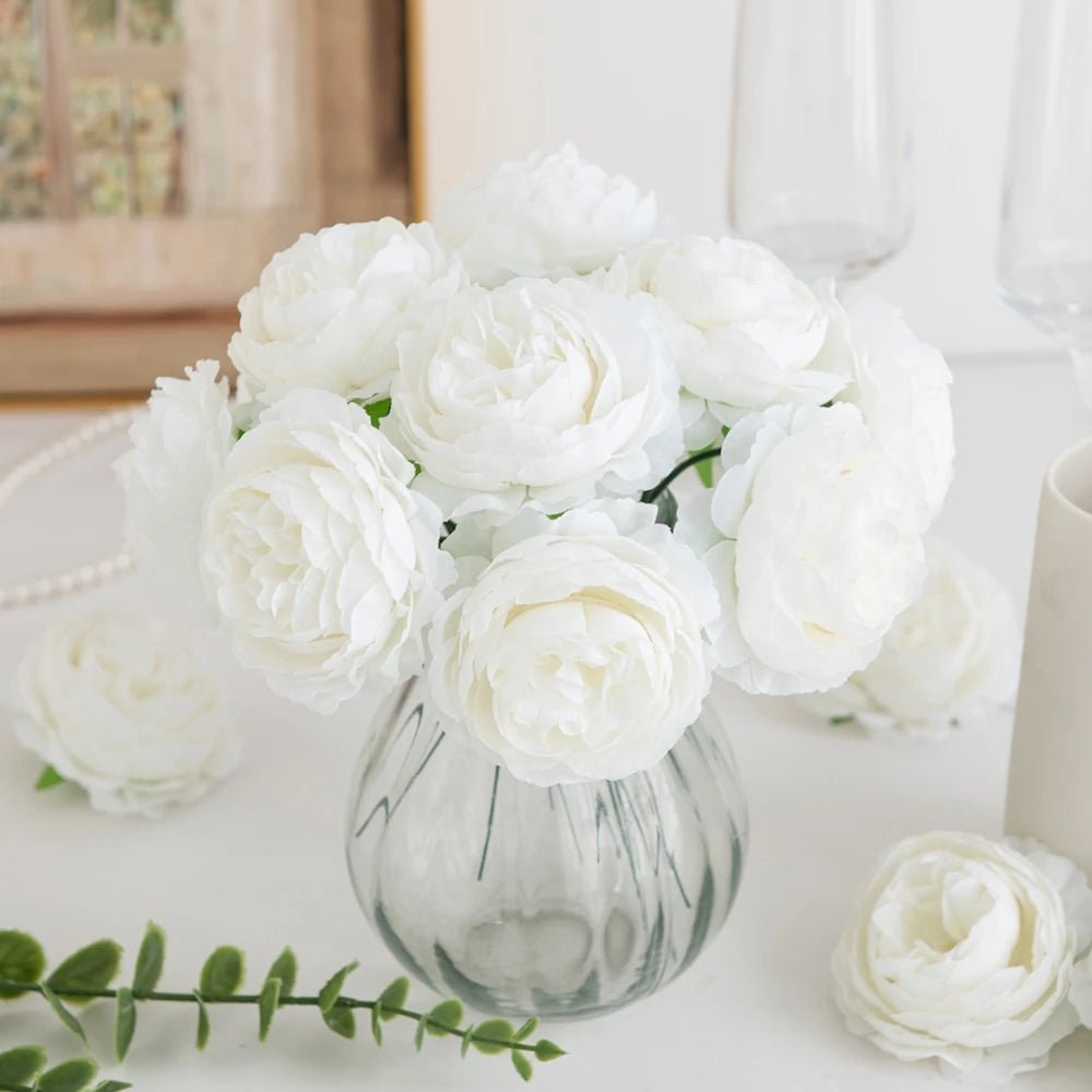 Silk Peony Artificial Flowers – Heads or Stems | 10 & 20 Pcs | Wedding & Home Decor