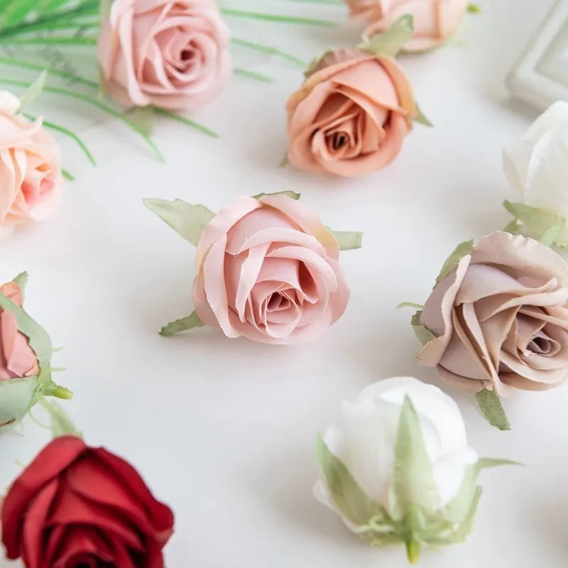 Pearl Silk Rose Heads – 50 or 100 Pcs | 9 Colours | Wedding & Event Decor