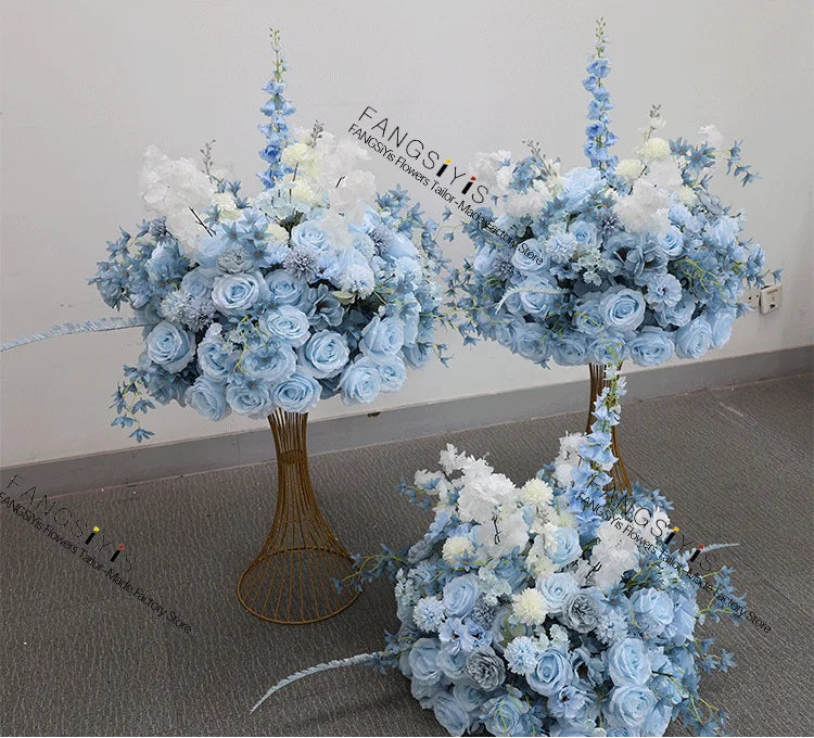 Silk Rose & Delphinium Flower Ball Centerpiece | Wedding & Event Décor
