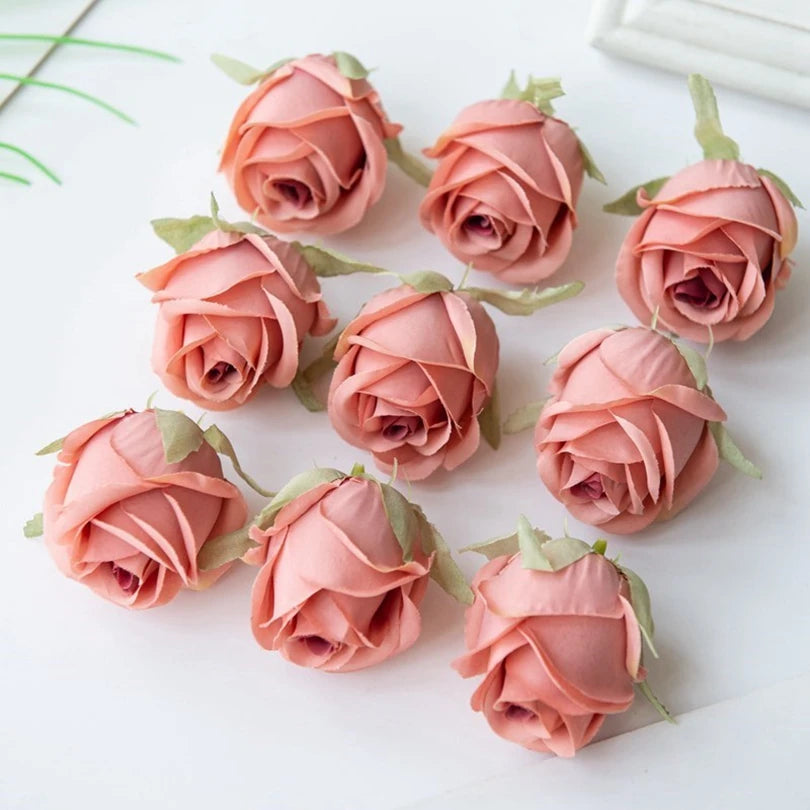 Pearl Silk Rose Heads – 50 or 100 Pcs | 9 Colours | Wedding & Event Decor