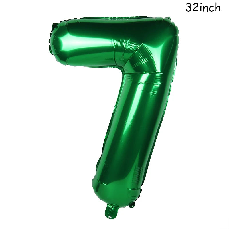 32" Dark Green Number Foil Balloon | Jungle Safari Party (0–9)