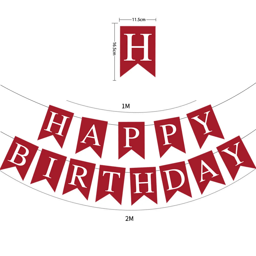 Happy Birthday Bunting Banner — Colourful Swallowtail Pull Flag Party Decoration