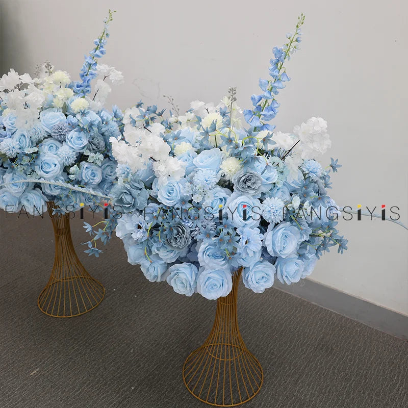 Silk Rose & Delphinium Flower Ball Centerpiece | Wedding & Event Décor